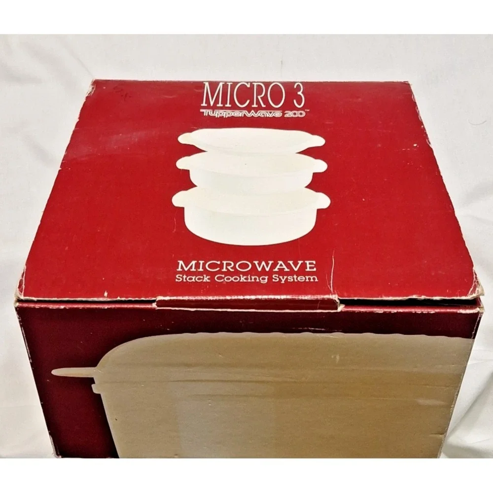 TUPPERWARE 200 Micro 3 Microwave Stack Cooking System 5 Piece incl 2 Lids‎